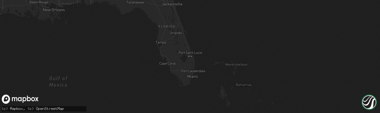Hail map in Florida on April 28, 2015