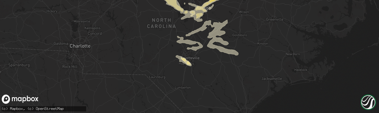 Hail map in Fayetteville, NC on April 28, 2016