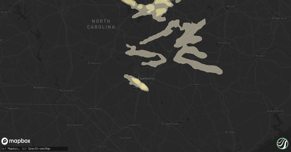 Hail map in Fayetteville, NC on April 28, 2016