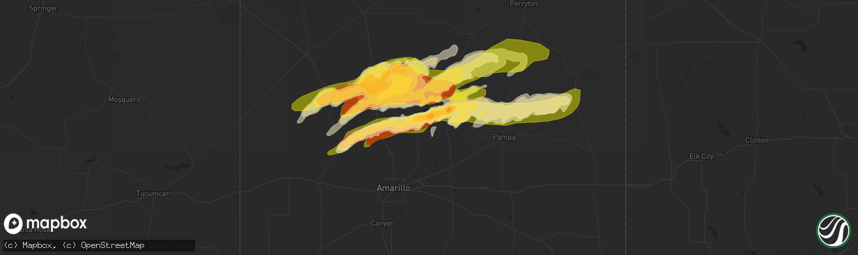 Hail map in Fritch, TX on April 28, 2016