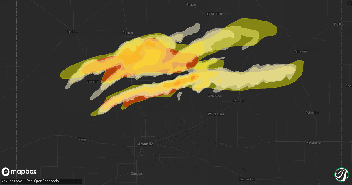 Hail map in Fritch, TX on April 28, 2016