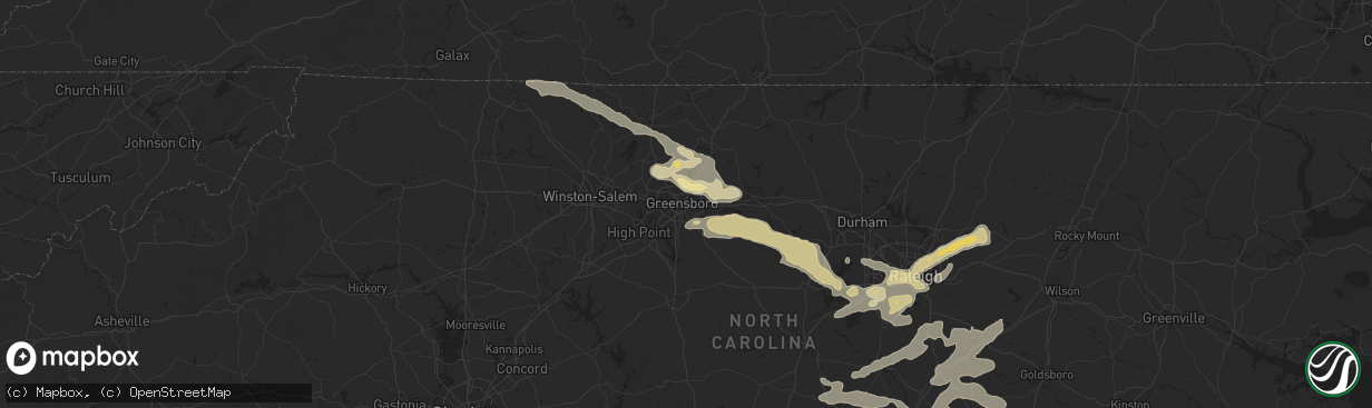 Hail map in Greensboro, NC on April 28, 2016