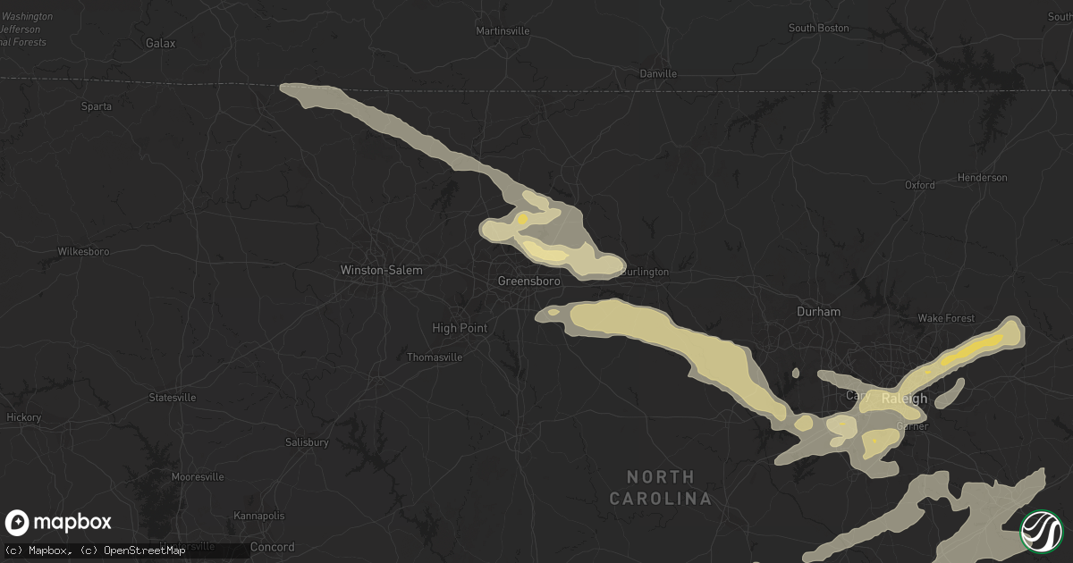 Hail map in Greensboro, NC on April 28, 2016
