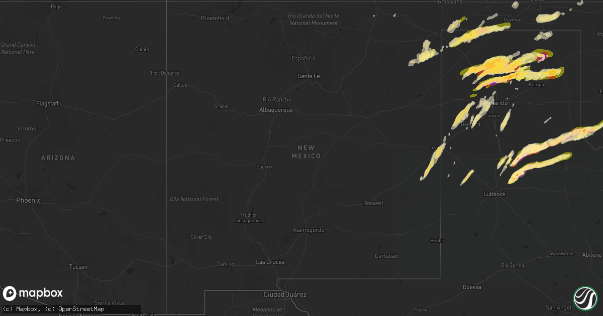 Hail map in New Mexico on April 28, 2016