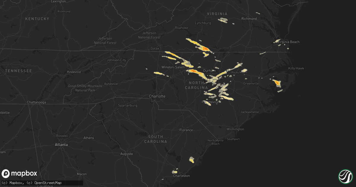 Hail map in North Carolina on April 28, 2016