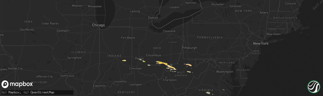 Hail map in Ohio on April 28, 2016