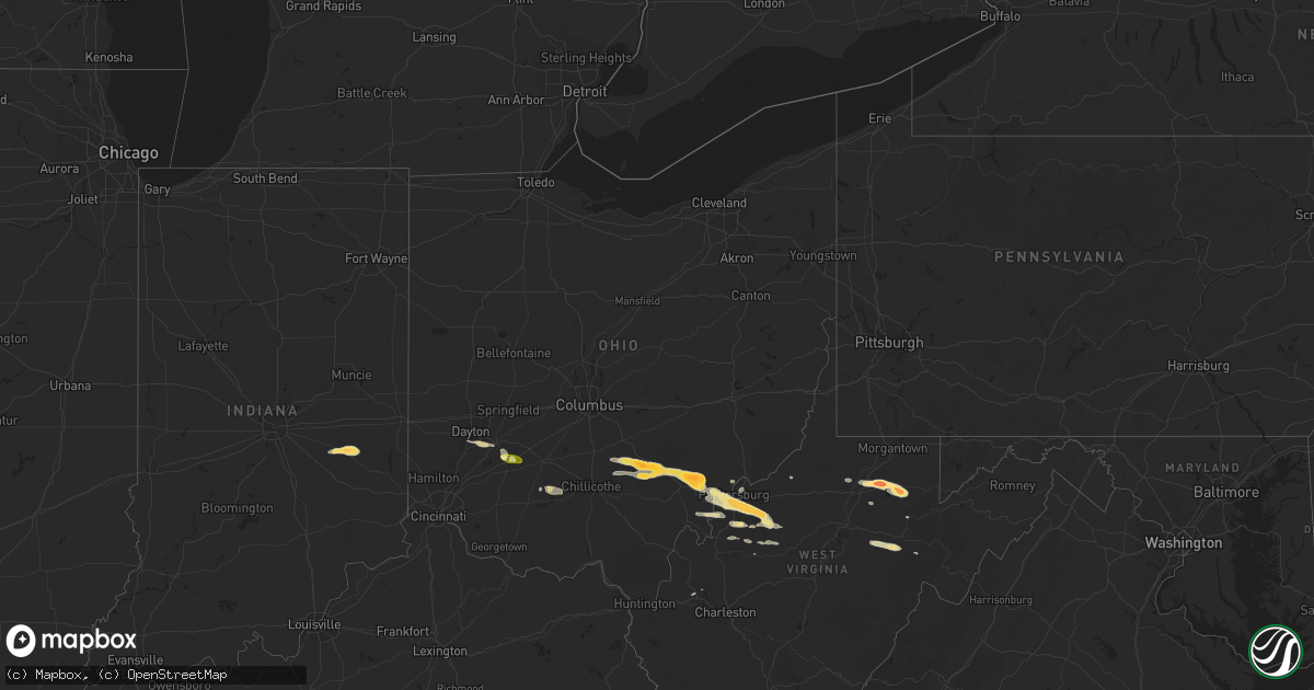 Hail map in Ohio on April 28, 2016