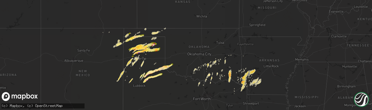 Hail map in Oklahoma on April 28, 2016