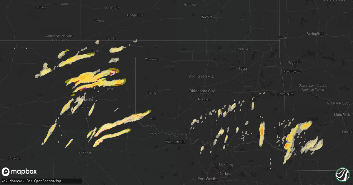 Hail map in Oklahoma on April 28, 2016
