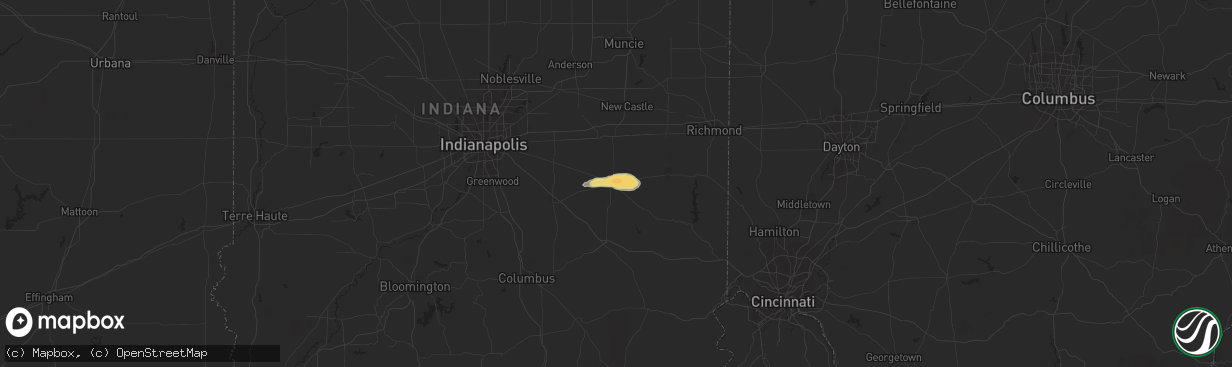 Hail map in Rushville, IN on April 28, 2016