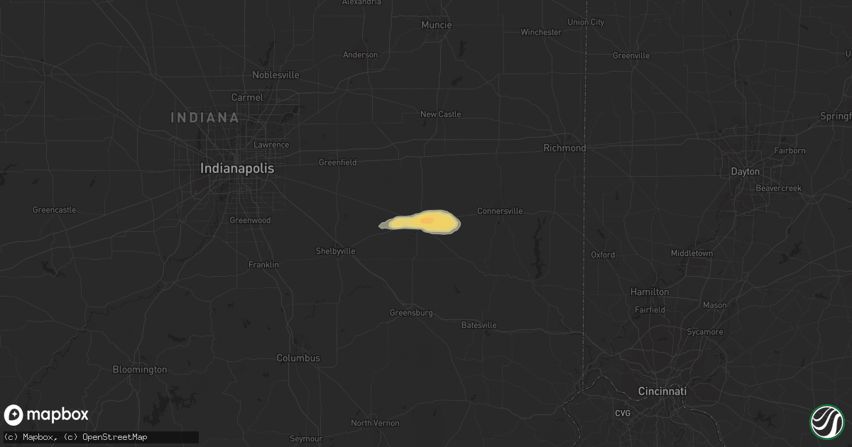 Hail map in Rushville, IN on April 28, 2016