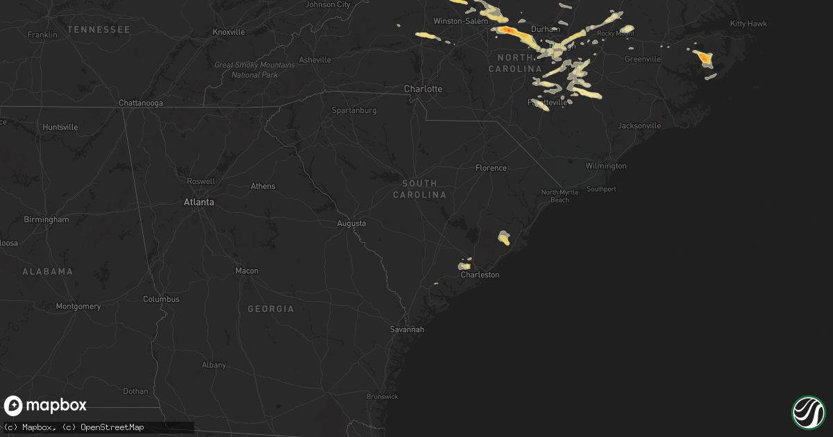 Hail map in South Carolina on April 28, 2016