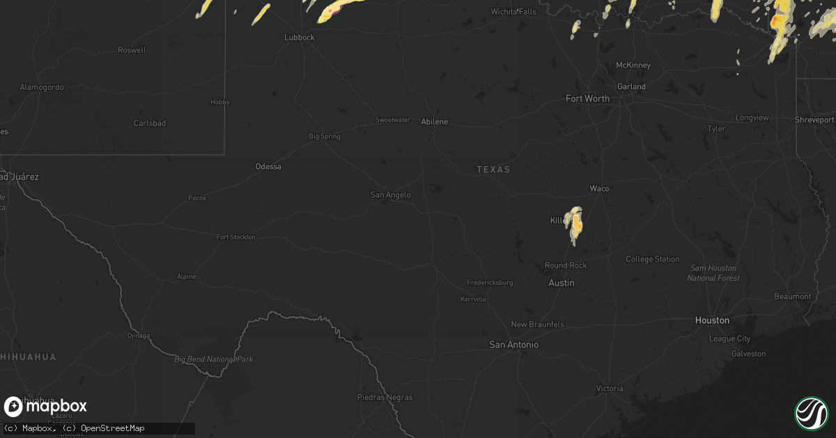 Hail map in Texas on April 28, 2016
