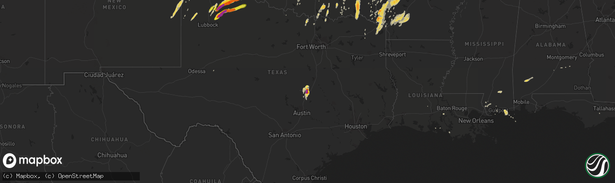 Hail map on April 28, 2016