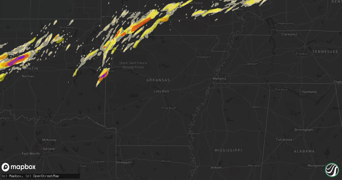 Hail map in Arkansas on April 28, 2017