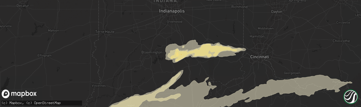 Hail map in Columbus, IN on April 28, 2017