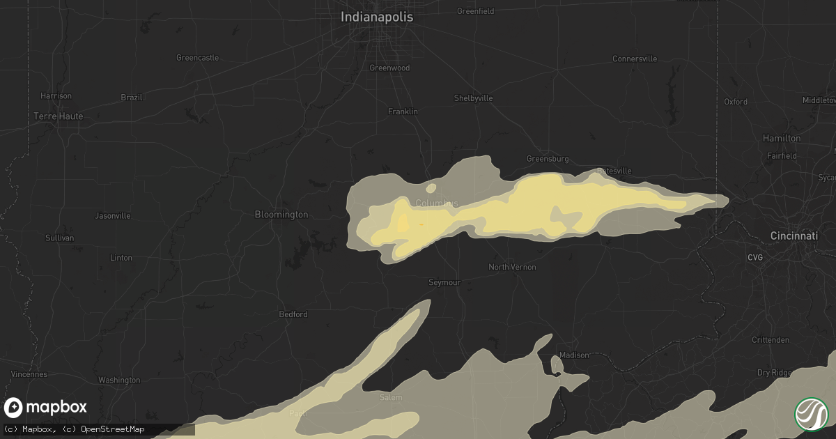 Hail map in Columbus, IN on April 28, 2017