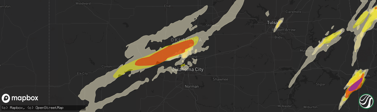 Hail map in Edmond, OK on April 28, 2017