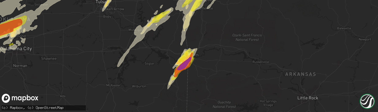 Hail map in Fort Smith, AR on April 28, 2017