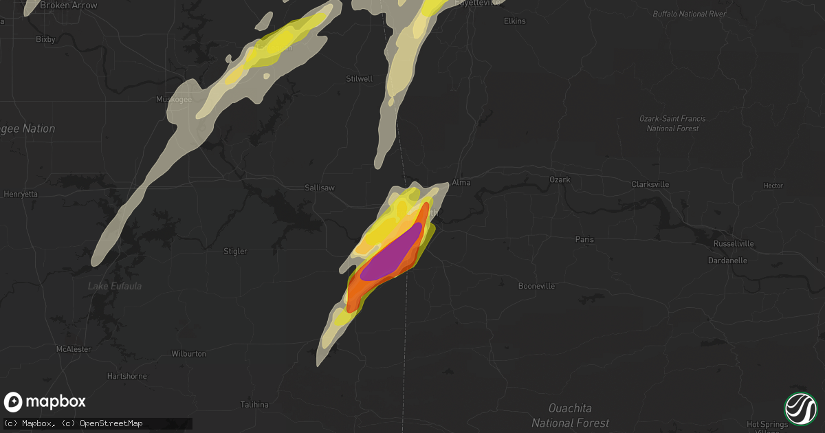 Hail map in Fort Smith, AR on April 28, 2017