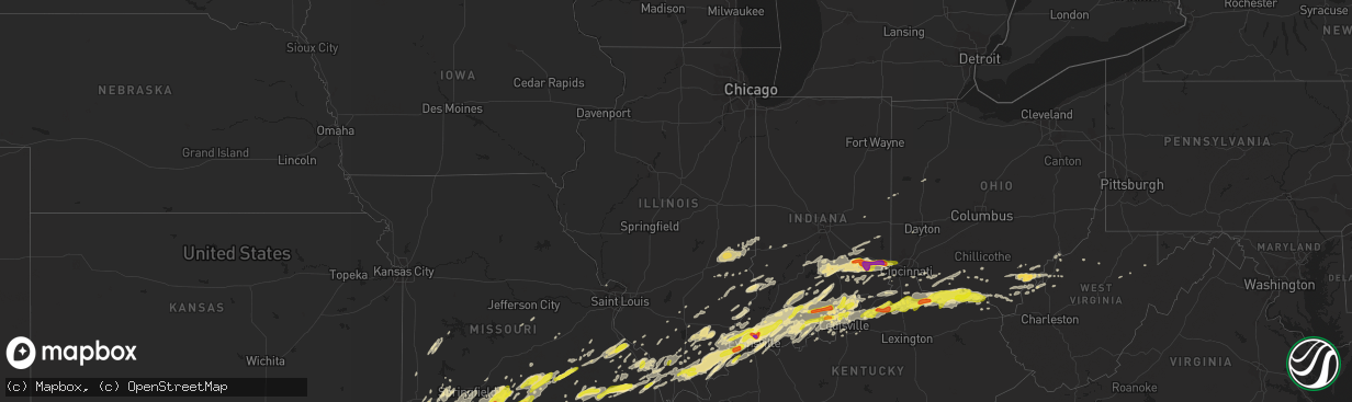 Hail map in Illinois on April 28, 2017