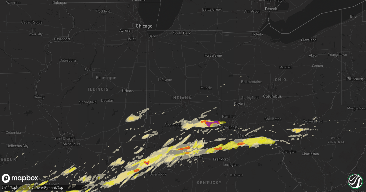 Hail map in Indiana on April 28, 2017