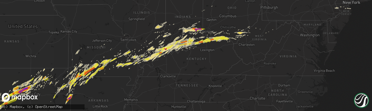 Hail map in Kentucky on April 28, 2017