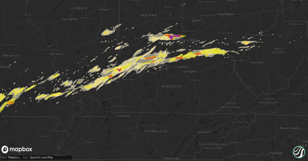 Hail map in Kentucky on April 28, 2017
