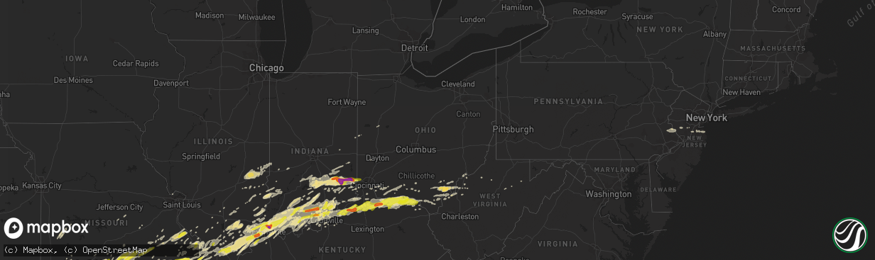 Hail map in Ohio on April 28, 2017