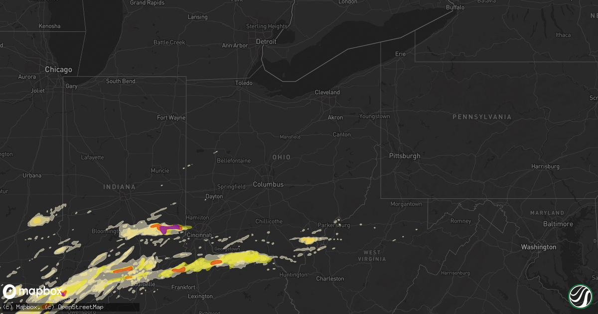 Hail map in Ohio on April 28, 2017