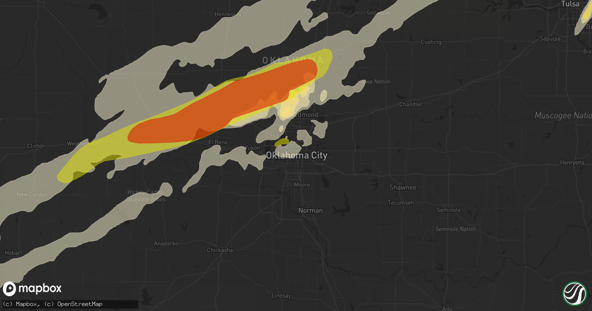 Hail map in Oklahoma City, OK on April 28, 2017