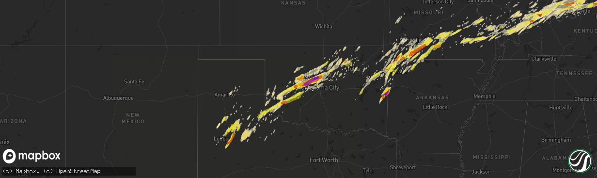 Hail map in Oklahoma on April 28, 2017