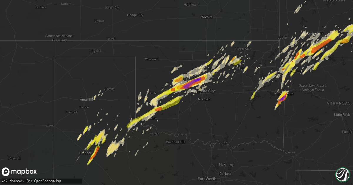 Hail map in Oklahoma on April 28, 2017