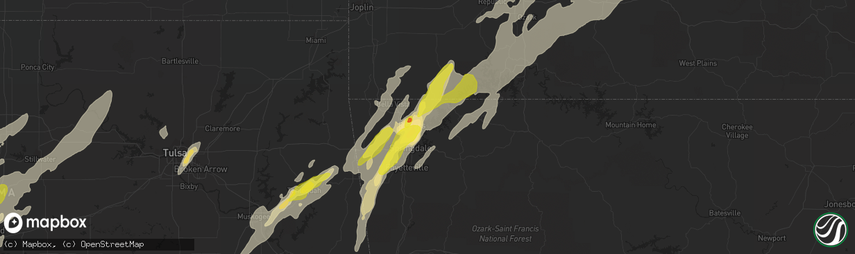 Hail map in Rogers, AR on April 28, 2017