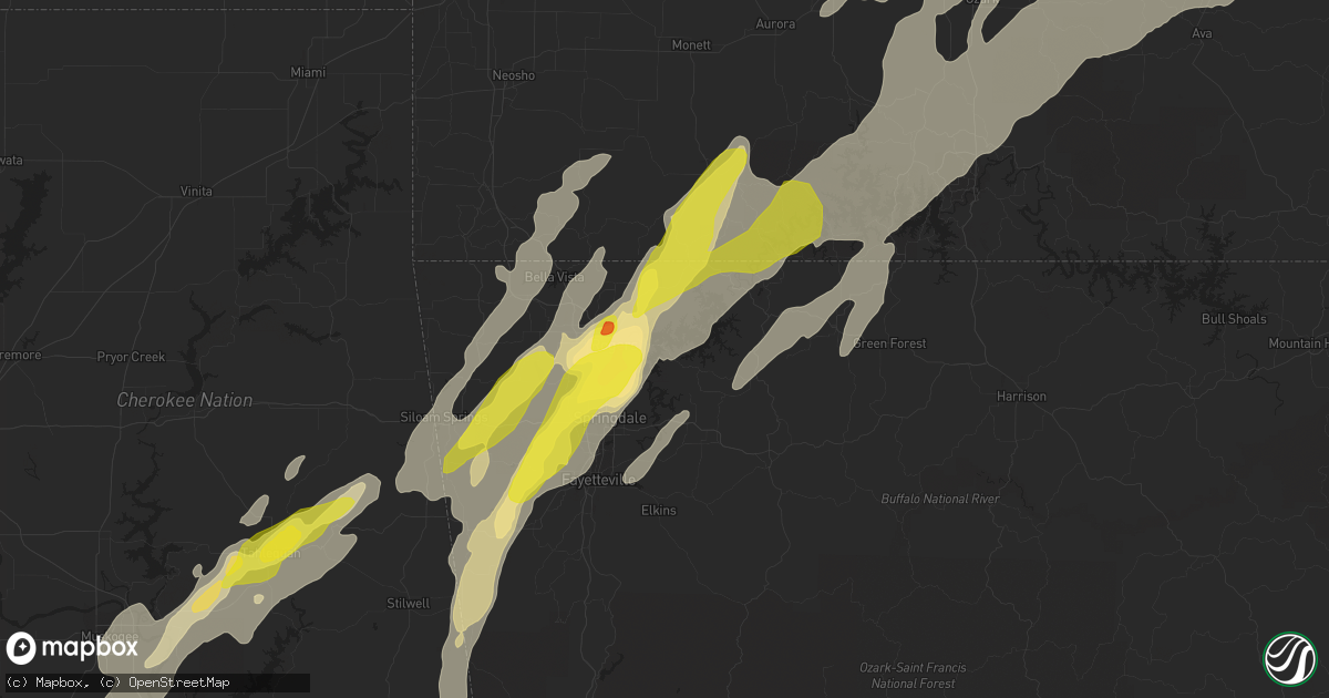Hail map in Rogers, AR on April 28, 2017