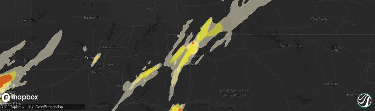 Hail map in Springdale, AR on April 28, 2017