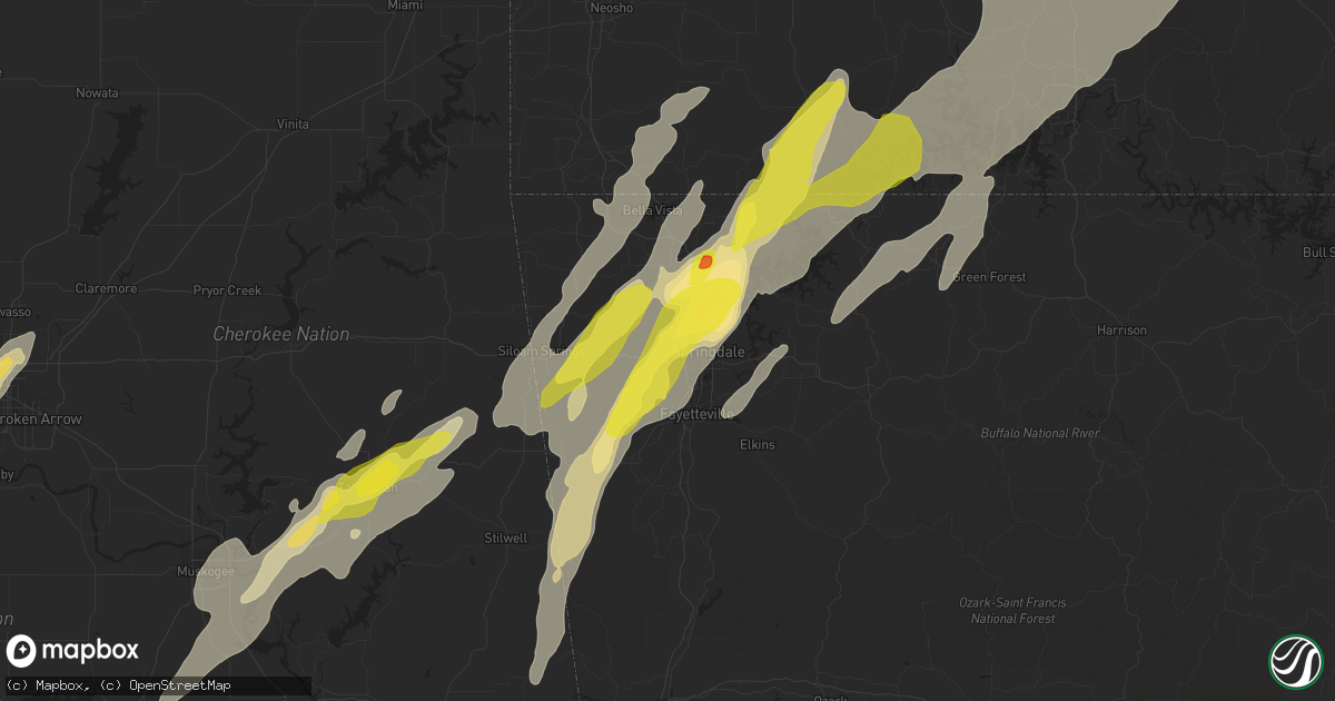 Hail map in Springdale, AR on April 28, 2017
