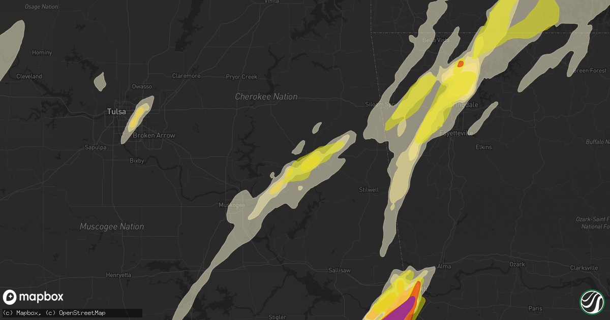 Hail map in Tahlequah, OK on April 28, 2017