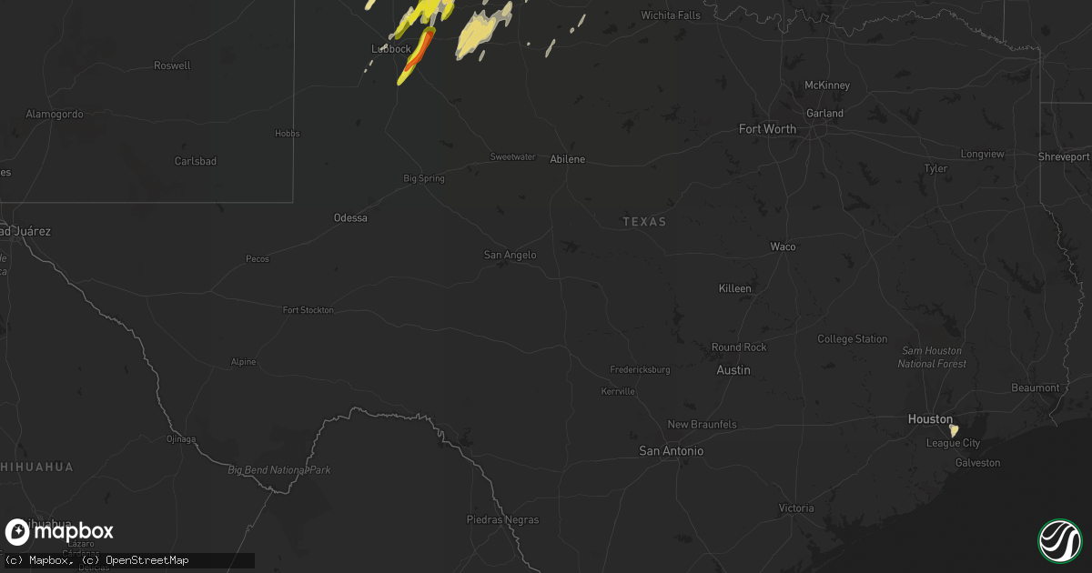 Hail map in Texas on April 28, 2017
