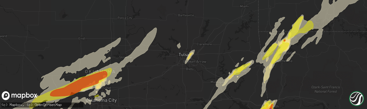 Hail map in Tulsa, OK on April 28, 2017