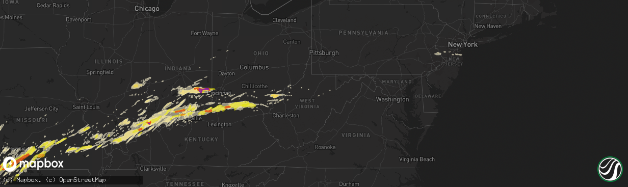 Hail map in West Virginia on April 28, 2017