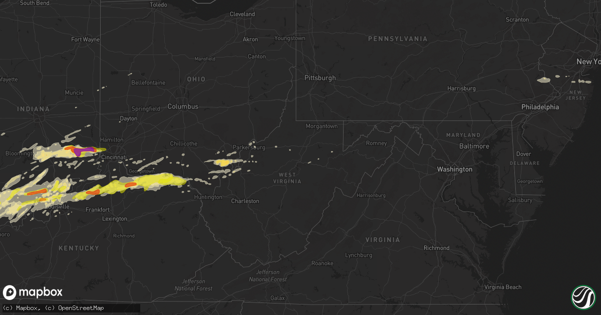 Hail map in West Virginia on April 28, 2017