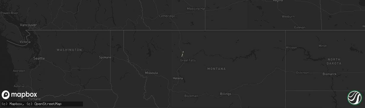 Hail map in Montana on April 28, 2018