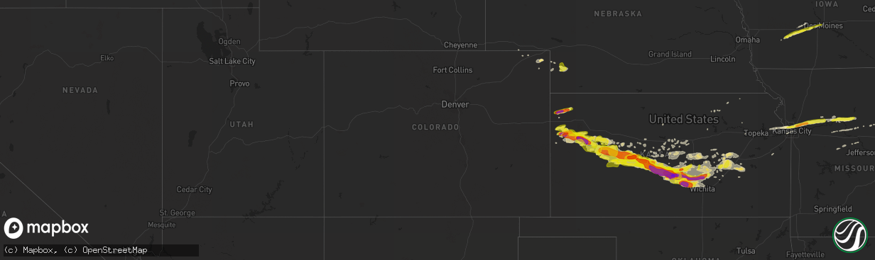 Hail map in Colorado on April 28, 2019