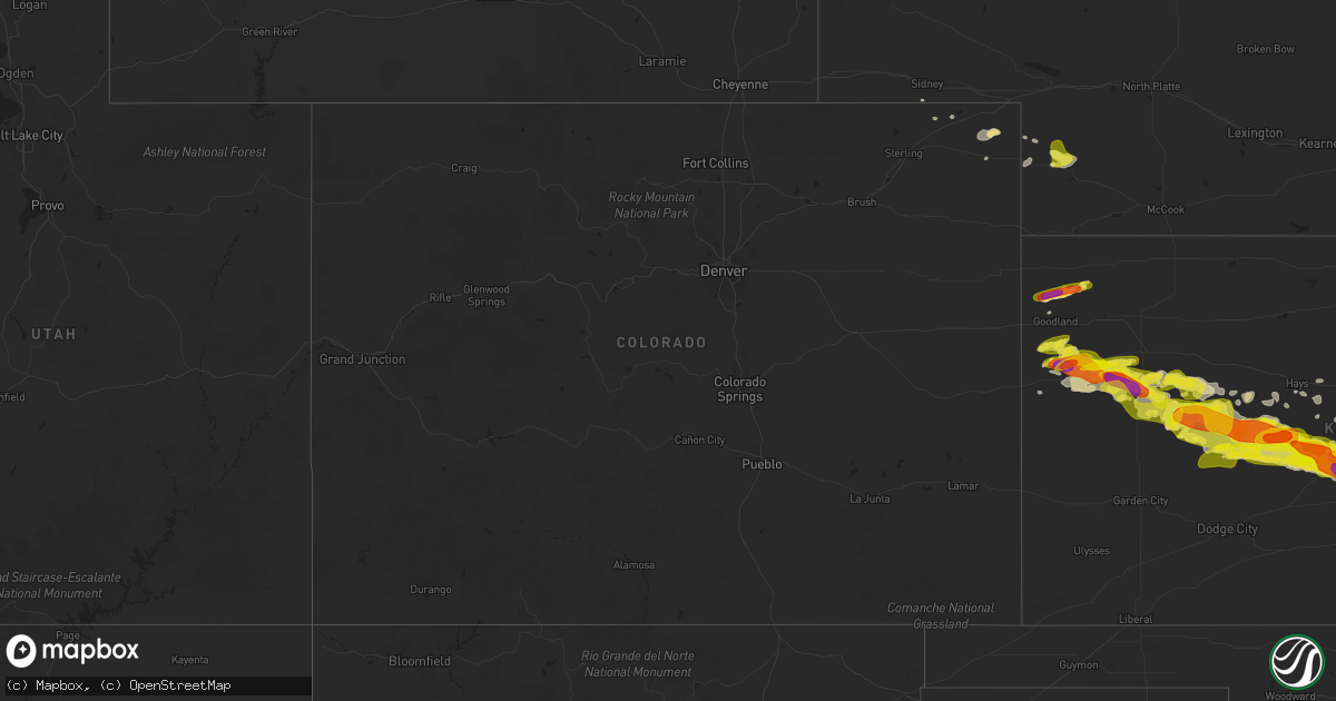 Hail map in Colorado on April 28, 2019