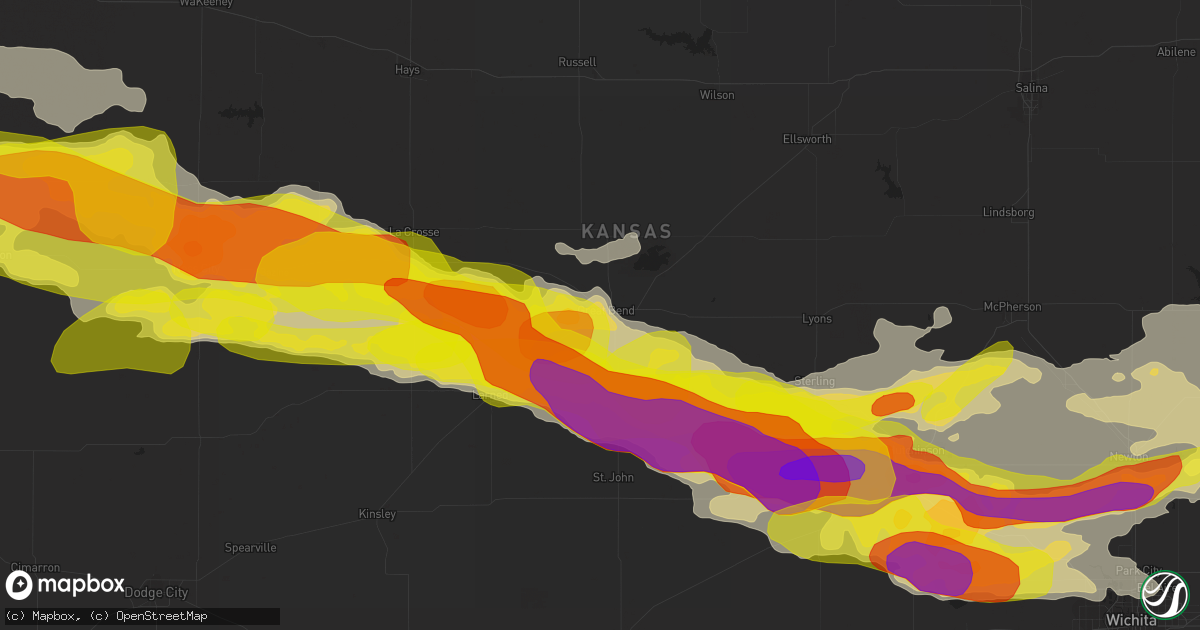 Hail map in Great Bend, KS on April 28, 2019
