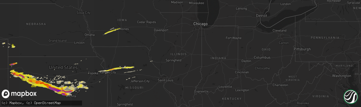 Hail map in Illinois on April 28, 2019