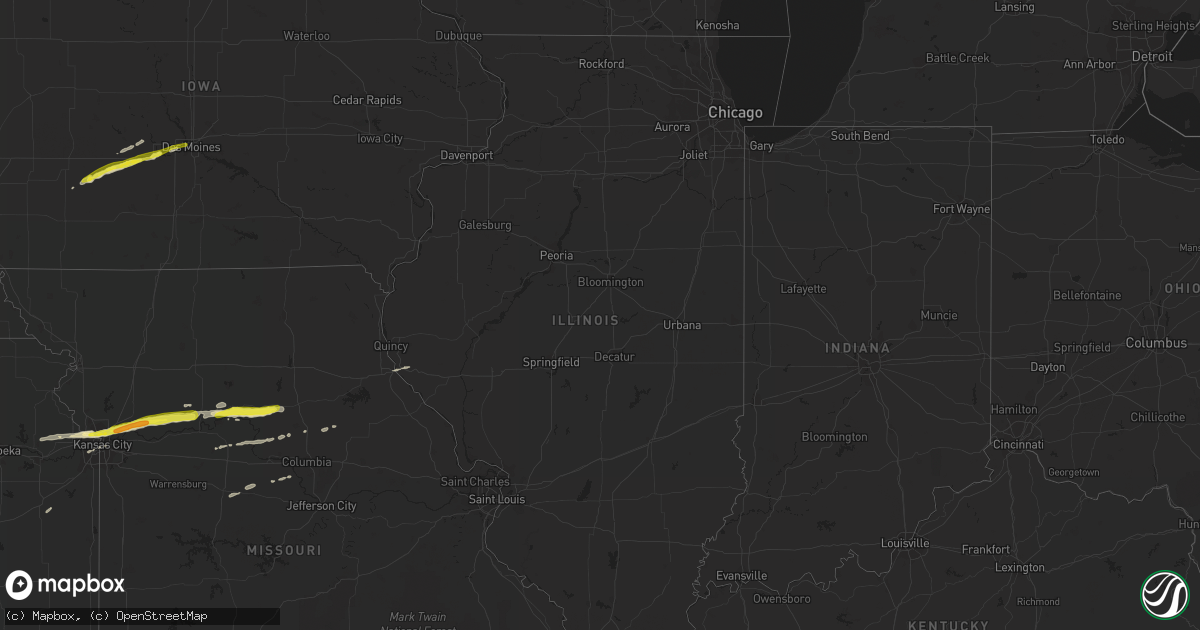 Hail map in Illinois on April 28, 2019