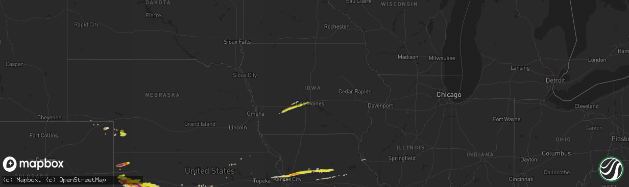 Hail map in Iowa on April 28, 2019