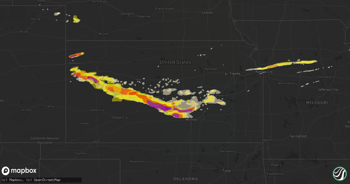Hail map in Kansas on April 28, 2019